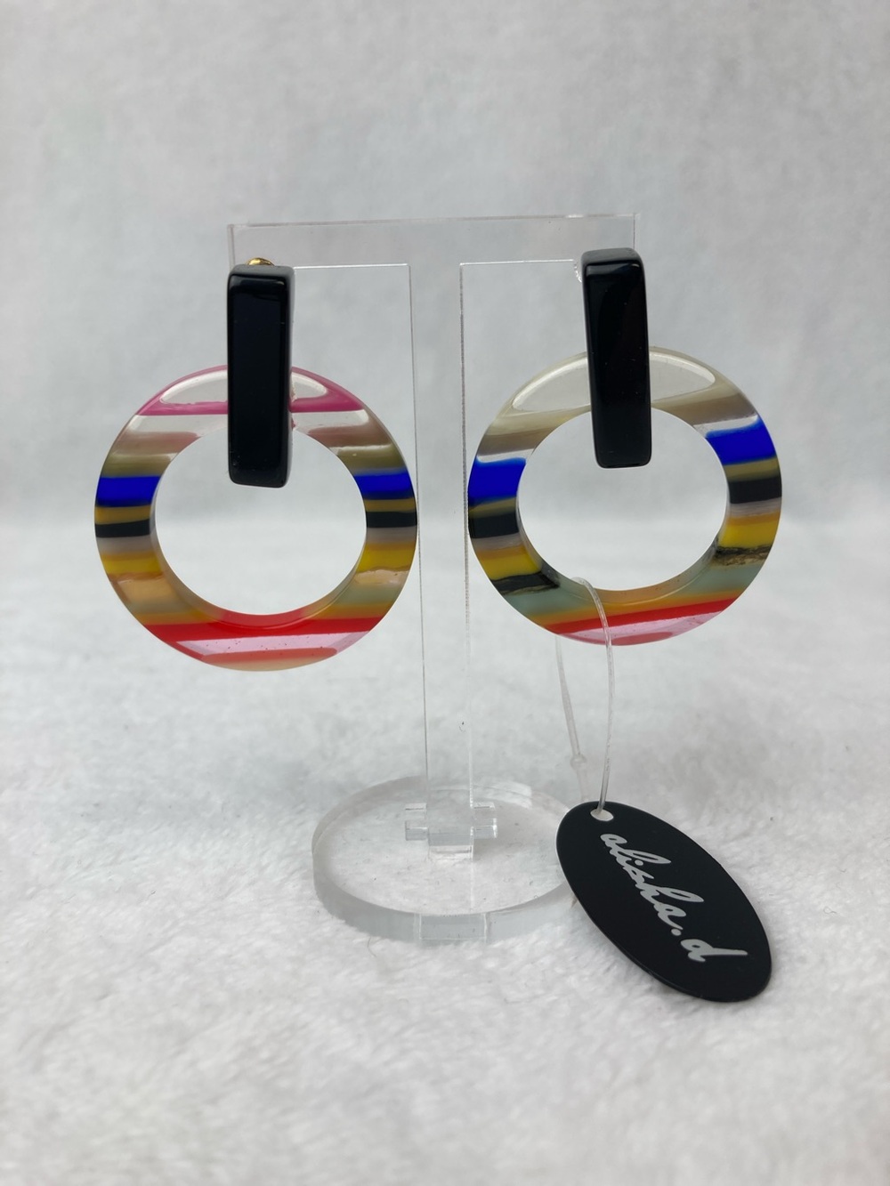 Alisha D. Rainbow Acrylic Hoop Earrings NWT 2”